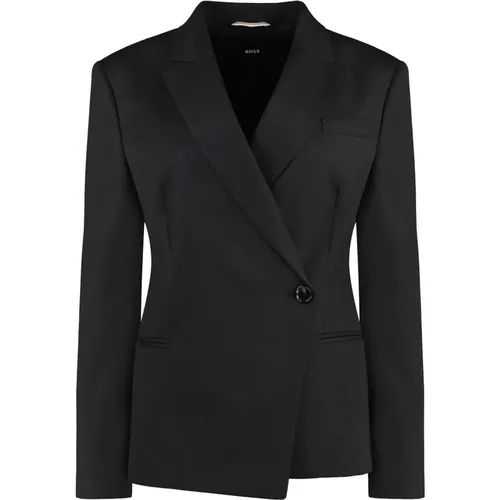 Blazers, female, , Size: 2XL Wool Double-Breasted Blazer - Hugo Boss - Modalova