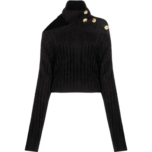 High collar velvet pullover , female, Sizes: M - Balmain - Modalova