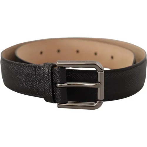 Belts, male, , Size: 75 CM Elegant Leather Belt with Metal Buckle - Dolce & Gabbana - Modalova