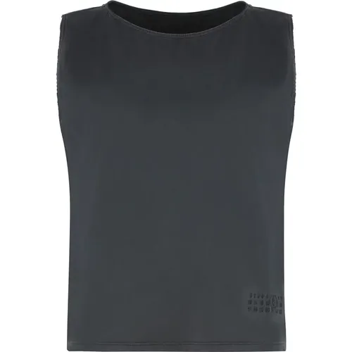 Sleeveless Tops, female, , Size: M Cotton Tank Top - MM6 Maison Margiela - Modalova