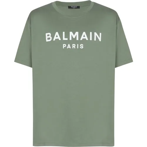 T-Shirts, male, , Size: M T-shirt with Paris print - Balmain - Modalova