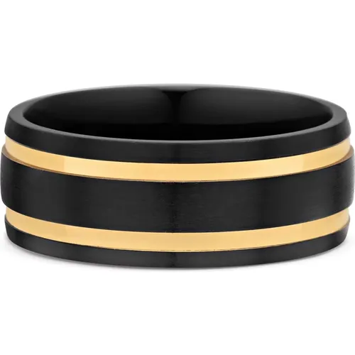 Black Band Ring with Gold Nialaya - Nialaya - Modalova