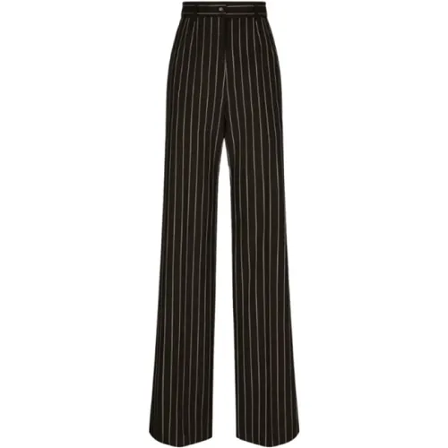 Braune Gestreifte Woll-Palazzo-Hose , Damen, Größe: M - Dolce & Gabbana - Modalova