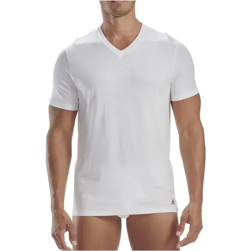 Kurzarm V-Ausschnitt T-Shirt 3er Pack , Herren, Größe: M - Adidas - Modalova