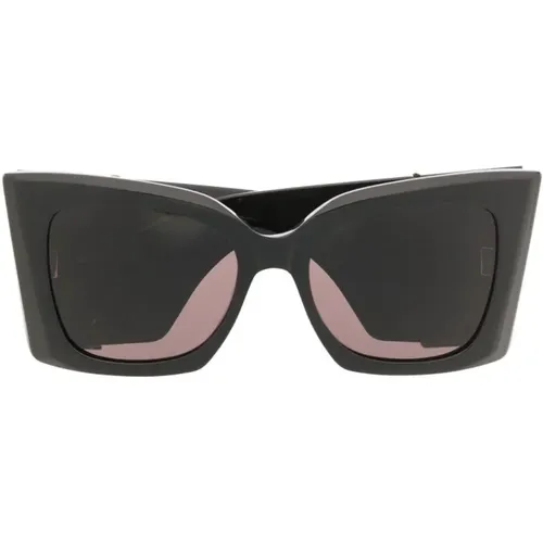 Schwarze Oversized Cat-Eye Sonnenbrille , Damen, Größe: ONE Size - Saint Laurent - Modalova