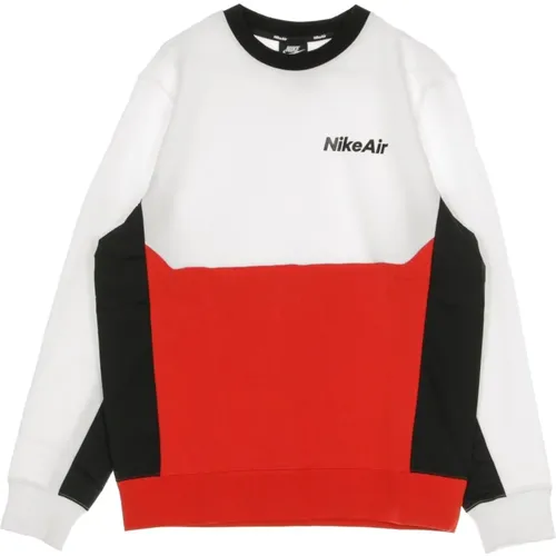 Crew Sweatshirt Weiß/Rot/Schwarz Streetwear , Herren, Größe: XL - Nike - Modalova