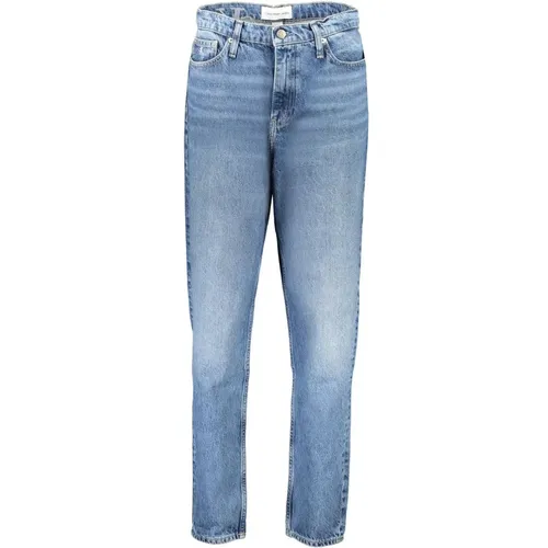 Blaue Mom Jeans mit Stickerei , Damen, Größe: W26 - Calvin Klein - Modalova