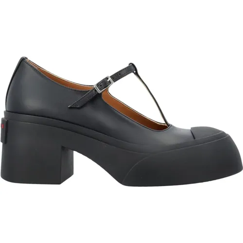 Schwarze Plateau Mary Jane Schuhe - Marni - Modalova