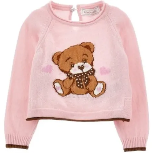 Weicher Jacquard-Pullover mit Teddybär-Intarsien - Monnalisa - Modalova