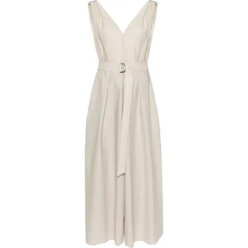 Gray Quartz Sleeveless Dress with Monile Detail , female, Sizes: L - BRUNELLO CUCINELLI - Modalova