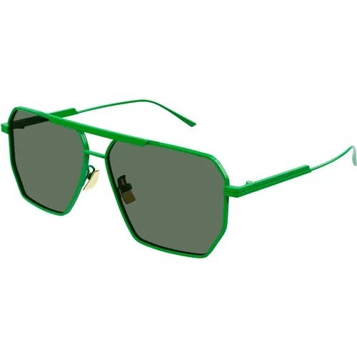 Grüne Sonnenbrille Bv1012S , Herren, Größe: 60 MM - Bottega Veneta - Modalova
