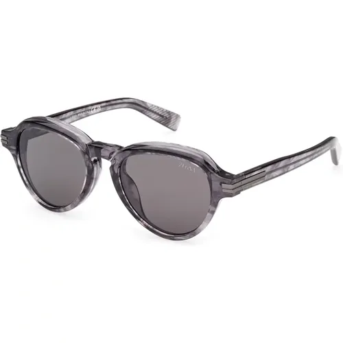 Bold Grey Sunglasses Rounded Shape , unisex, Sizes: ONE SIZE - Ermenegildo Zegna - Modalova