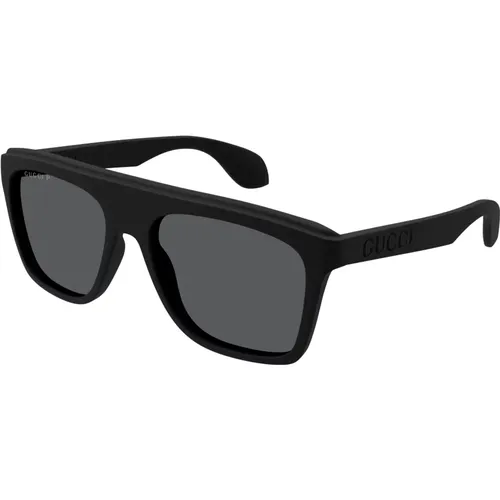 Shiny /Grey Shaded Sunglasses , male, Sizes: 57 MM - Gucci - Modalova
