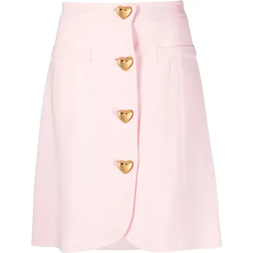 Rosa Minirock mit hoher Taille und Herz-Knöpfen , Damen, Größe: XS - Moschino - Modalova