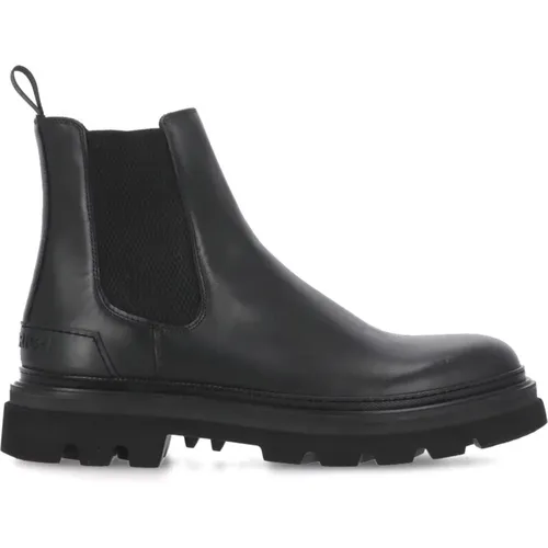 Schwarze Leder Chelsea Boots mit Gummisohle , Herren, Größe: 45 EU - Woolrich - Modalova