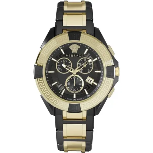 Chrono Sporty Schwarz Gold Uhr - Versace - Modalova
