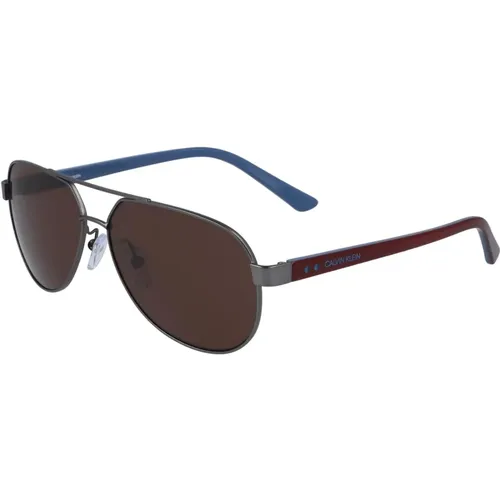 Ck19300S-009 Sonnenbrille in Grau/Bordeaux/Blau , Herren, Größe: 59 MM - Calvin Klein - Modalova