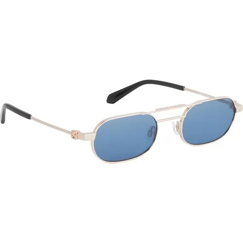 Gold Frame Blue Lens Sunglasses Vaiden , unisex, Sizes: 55 MM - Off White - Modalova