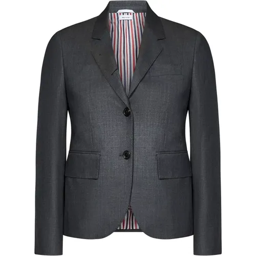 Blazers, female, , Size: XS Grey Single-Breasted Jacket and Trousers Set - Thom Browne - Modalova