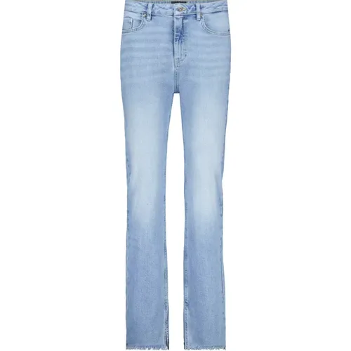 Elastische Straight Jeans mit Fransen am Saum - monari - Modalova