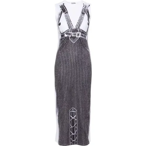 White Black Sleeveless Long Dress , female, Sizes: M, S, XS - Jean Paul Gaultier - Modalova