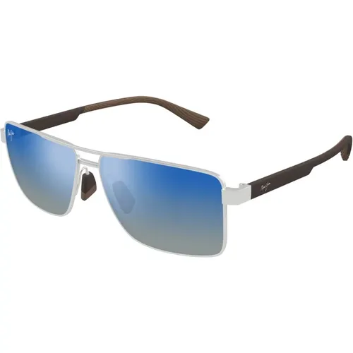 Piha Dbs621-17 Matte Silver w/Brown Sunglasses - Maui Jim - Modalova