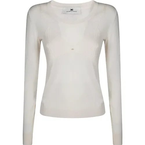 Round-neck Knitwear, female, , Size: L Knit Sweater - Elisabetta Franchi - Modalova