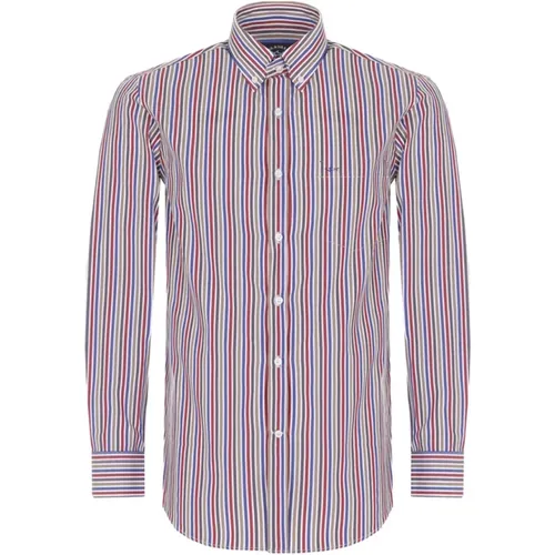 Striped Cotton Shirt with Turn-Down Collar , male, Sizes: 5XL - PAUL & SHARK - Modalova