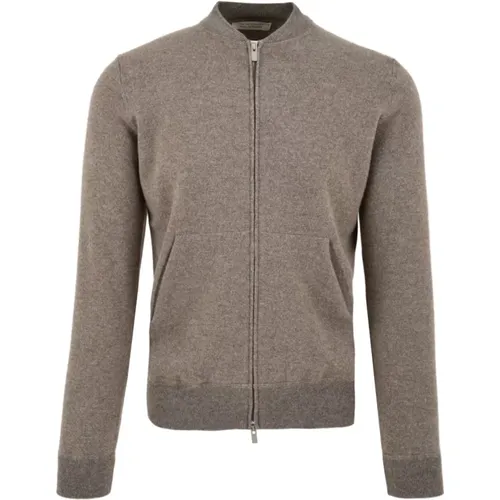 Zip-throughs, male, , Size: 2XL Dove Grey Sweaters for Men - Filippo De Laurentiis - Modalova