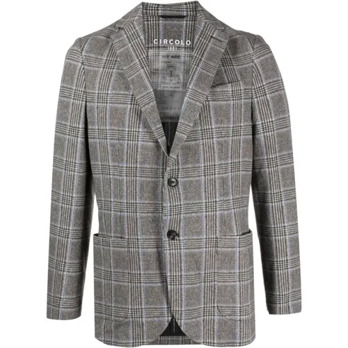 Blazers, male, , Size: M Check-Print Single-Breast Blazer - Circolo 1901 - Modalova