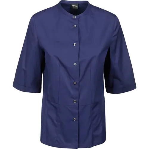 Cotton Poplin Mandarin Collar Shirt , female, Sizes: 2XS, M, S - Aspesi - Modalova