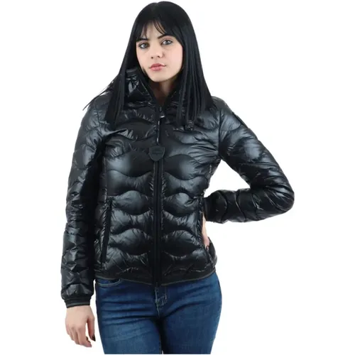 Short Wave Hooded Down Jacket , female, Sizes: XL, M, L - Blauer - Modalova