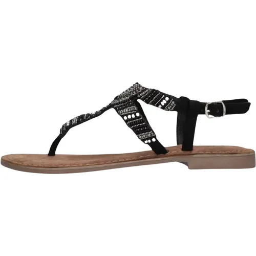 Schwarze Perlenbesetzte Wildledersandalen - Lazamani - Modalova