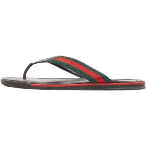 Pre-owned Flats, male, , Size: 11 US Pre-owned Canvas sandals - Gucci Vintage - Modalova