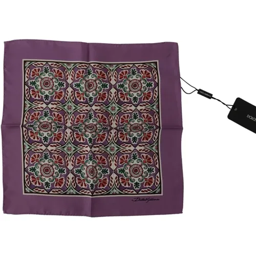 Silk Square Scarf Wrap with Pattern , male, Sizes: ONE SIZE - Dolce & Gabbana - Modalova