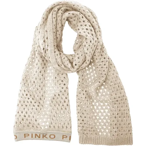 Scarves, female, , Size: ONE SIZE Mesh Alpaca Scarf with Logo Print - pinko - Modalova