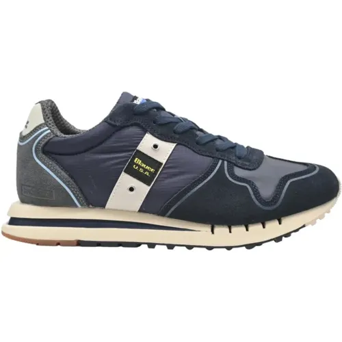 Stylish Navy Grey Sneakers , male, Sizes: 7 UK - Blauer - Modalova