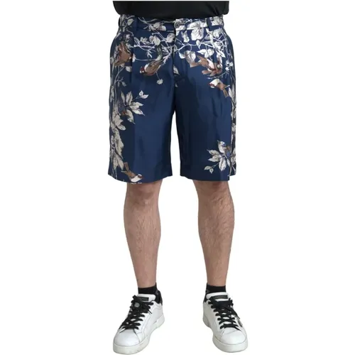 Casual Shorts, male, , Size: S Floral Print Silk Bermuda Shorts - Dolce & Gabbana - Modalova