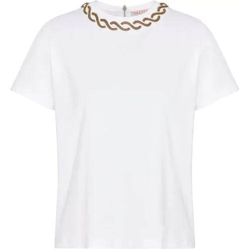 Casual Cotton T-Shirt with Unique Design , female, Sizes: M - Valentino Garavani - Modalova