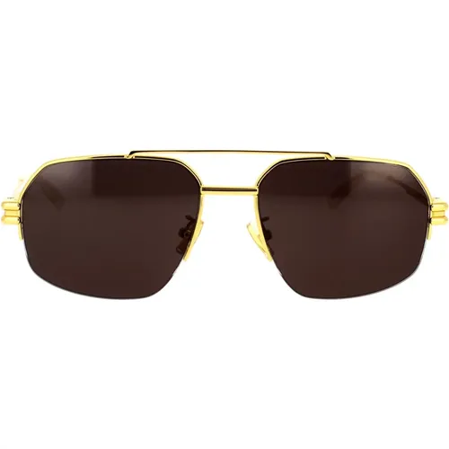 Contemporary Metal Sunglasses Bv1127S 002 , unisex, Sizes: 57 MM - Bottega Veneta - Modalova