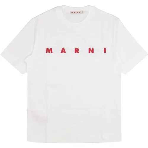 Kinder T-Shirt mit kurzen Ärmeln und Logo - Marni - Modalova
