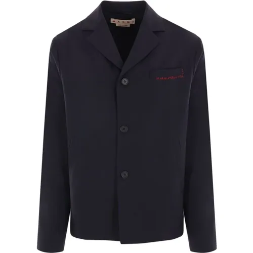 Blazers, male, , Size: L Wool Single-Breasted Jacket - Marni - Modalova