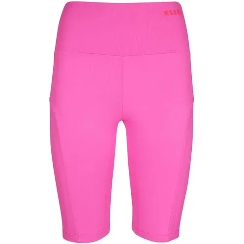 Training Leggings, female, , Size: L High Waist Logo Print Shorts - Msgm - Modalova