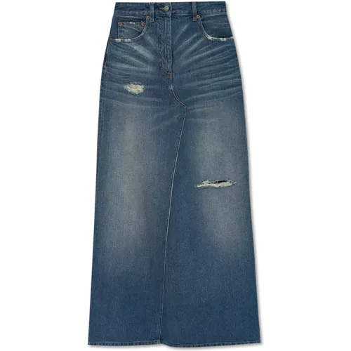 Denim Skirts, female, , Size: M Denim Skirt With Vintage Effect - MM6 Maison Margiela - Modalova