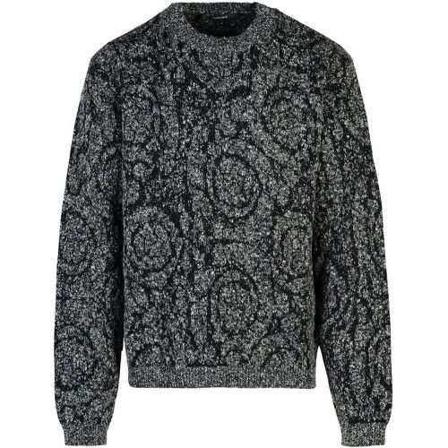 Barocco' Black Cotton Blend Sweater - Größe 52 - schwarz - Versace - Modalova