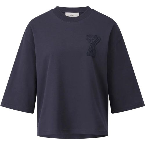 Oversized Langarmshirt mit Logo-Stick - Größe M - AMI Paris - Modalova