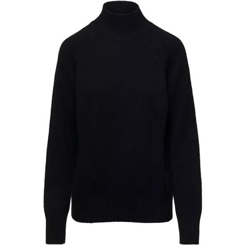 Black Mockneck Sweater With Ribbed Trim In Cashmer - Größe XS - black - allude - Modalova