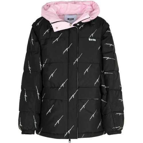 Black Polyester Down Jacket - Größe 38 - MSGM - Modalova