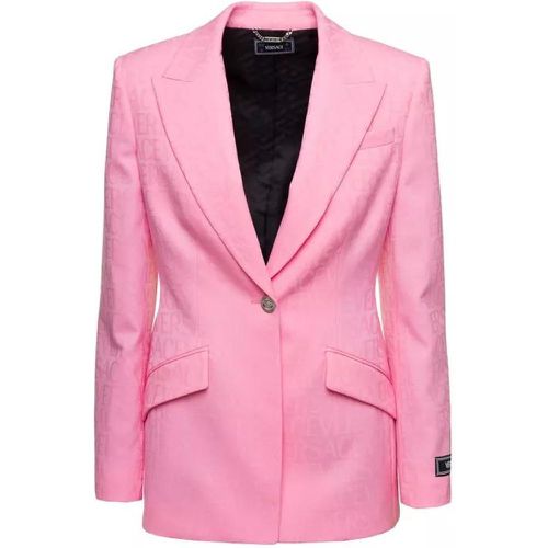 Pink Single-Breasted Jacket With All-Over Tonal Lo - Größe 40 - pink - Versace - Modalova