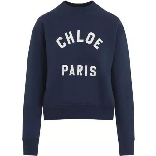 Logo Navy Blue Cotton Sweater - Größe M - blue - Chloé - Modalova